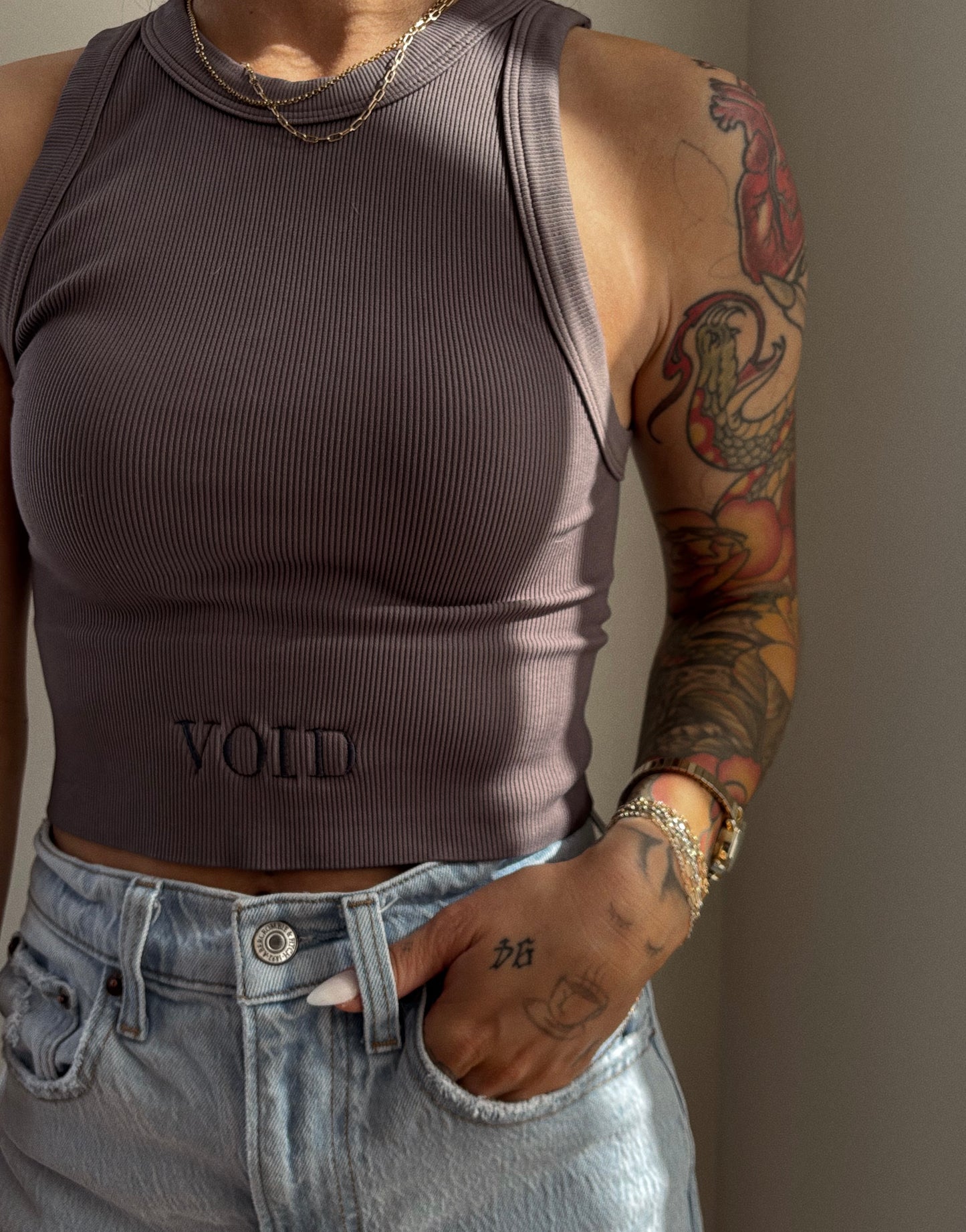 Ribbed High Neck Crop Top